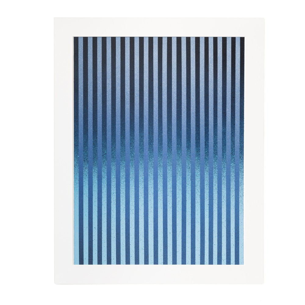 Rayures Vibratoires Blue, Alex Bloc, acrílico sobre papel Canson 300 g