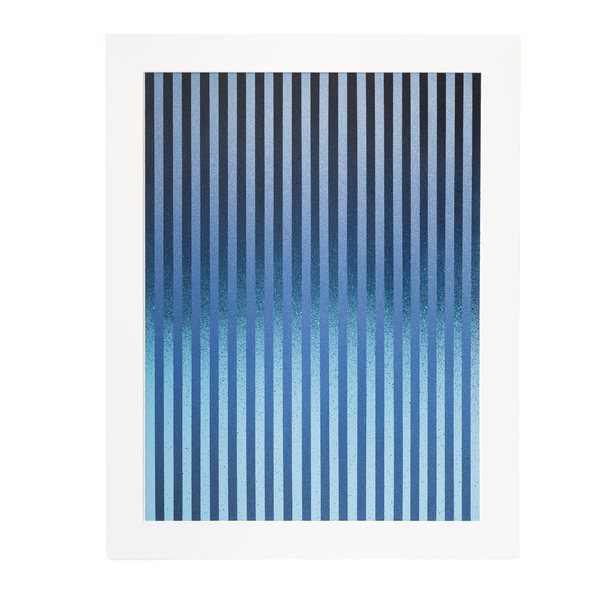 Rayures Vibratoires Blue, Alex Bloc, acrílico sobre papel Canson 300 g, 43 × 60 cm